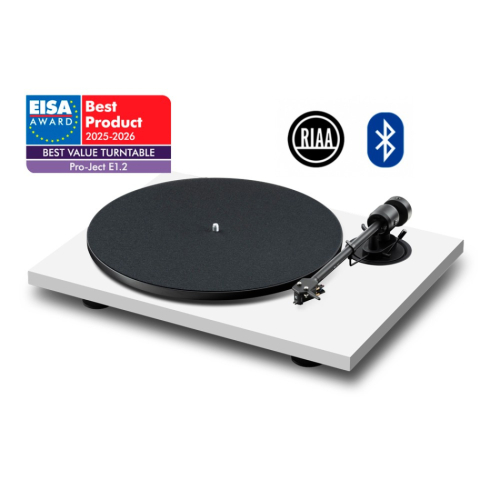 Pro-Ject E1.2 BT platespiller med forhåndsmontert Pick It MM E-pickup, matt hvit i gruppen Vinyl / Platespillere hos Ljudfokus (102061056)