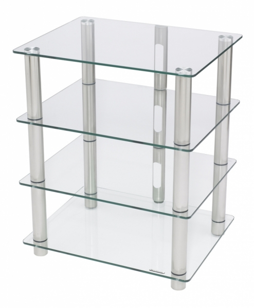 Norstone Epur 4, Hifi-rack med sølvramme og klart glass i gruppen Møbler & fester / HiFi-rack & mediabenker hos Ljudfokus (143EPUR4)