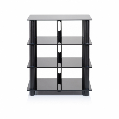 Norstone Epur 4, Hifi-rack med svart ramme og svart glass i gruppen Møbler & fester / HiFi-rack & mediabenker hos Ljudfokus (143EPUR4B)