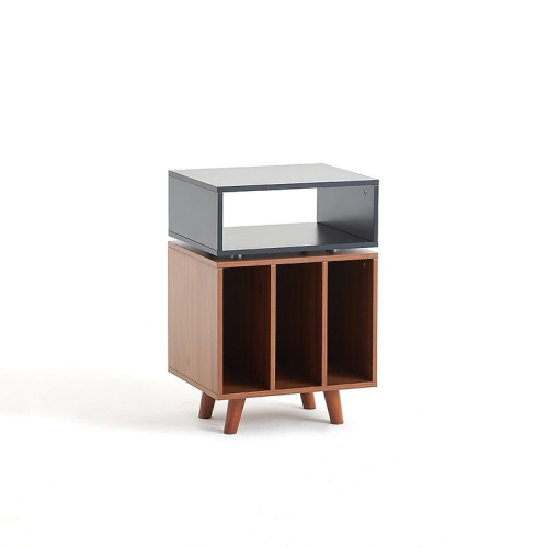 Norstone Stockholm 700 mediebenk med vinyloppbevaring, svart/valnøtt i gruppen Møbler & fester / HiFi-rack & mediabenker hos Ljudfokus (143NORSTO70ABSWN)