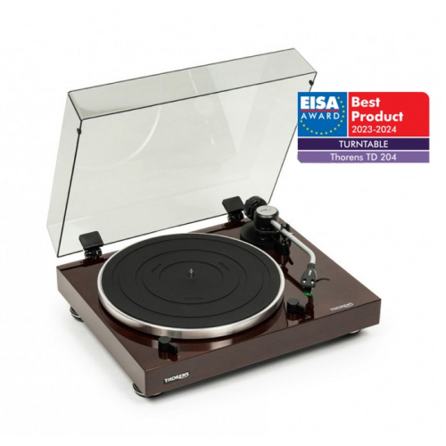 Thorens TD 204 platespiller med Audio Technica AT95E-pickup, valnøtt i gruppen Vinyl / Platespillere hos Ljudfokus (143TD204W)