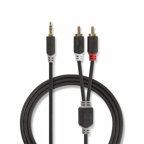 Nedis CAB-W22200 3.5mm - 2xRCA lydkabel for stereo i gruppen Kabler / Analoge lydkabler hos Ljudfokus (176CABW22200)