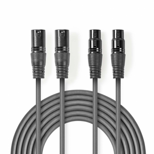 Nedis XLR-lydkabel for stereo, XLR hann - XLR hunn i gruppen Installasjonslyd / Installasjonskabler hos Ljudfokus (176COTH15030GY)