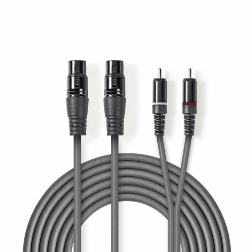 Nedis XLR-lydkabel for stereo, XLR hunn - RCA hann i gruppen Installasjonslyd / Installasjonskabler hos Ljudfokus (176COTH15230GY)
