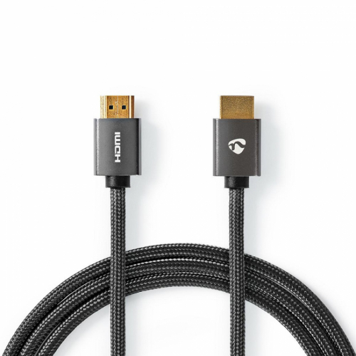 Nedis CVT-B34, HDMI-kabel med Ethernet & 4K metallgrå i gruppen Kabler / HDMI-kabler hos Ljudfokus (176CVTB34000GY10VAR)