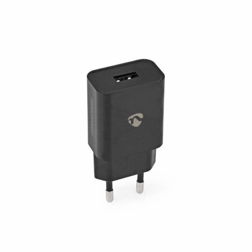 Nedis USB-A strømadapter 2.4A, svart i gruppen Øvrig / Elektronikktilbehør hos Ljudfokus (176WCHAU242ABK)