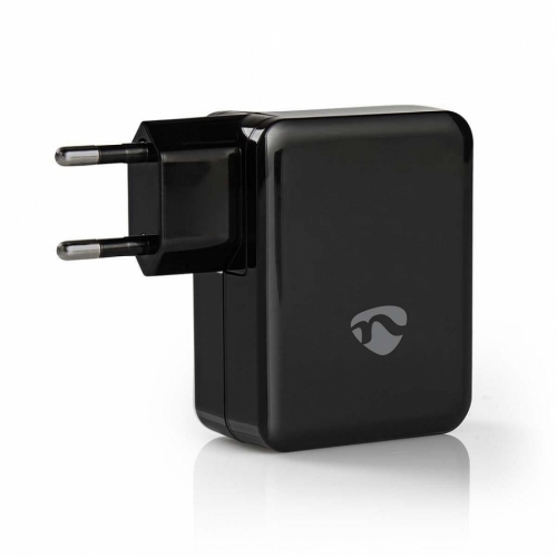 Nedis USB-vegglader 4.8A 2xUSB-A og 1xUSB-C, svart i gruppen Øvrig / Elektronikktilbehør hos Ljudfokus (176WCHAU482ABK)