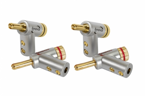 Dynavox BN207528, vinklede banankontakter 4-pakning i gruppen Kabler / Kontakter & adaptere hos Ljudfokus (320207528)