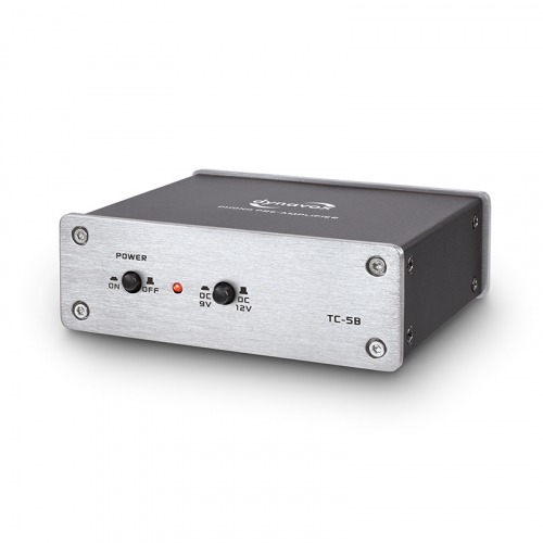 Dynavox TC-5B RIAA-trinn med batteridrift for platespiller, sølv i gruppen Vinyl / RIAA-trinn hos Ljudfokus (320TC5BS)