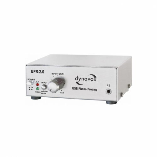 Dynavox UPR 2.0 RIAA-trinn med USB & hodetelefonforsterker for platespiller, sølv i gruppen Vinyl / RIAA-trinn hos Ljudfokus (320UPR20S)