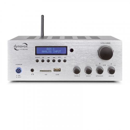 Dynavox VT80MK kompakt stereoforsterker med Bluetooth & Radio, sølv i gruppen Forsterkere / Stereoforsterkere hos Ljudfokus (320VT80MKS)