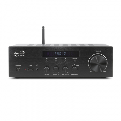 Dynavox VT90 kompakt stereoforsterker med Bluetooth, DAC & RIAA-trinn i gruppen Forsterkere / Stereoforsterkere hos Ljudfokus (320VT90)