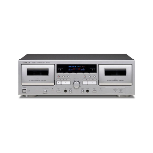 Teac W-1200 dobbelt kassettdekk med digitalisering, sølv i gruppen Mediespillere / Blu-ray-spillere & mediespillere hos Ljudfokus (350W1200S)