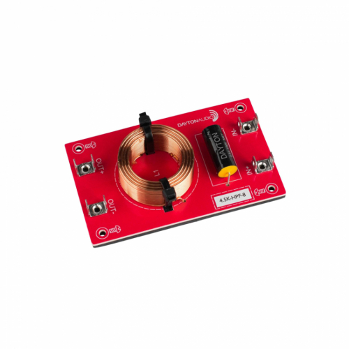 Dayton Audio 4.5K-HPF-8 Linkwitz-Riley delefilter høypass 4.5 kHz, 8 Ohm i gruppen Byggesett / Delefiltre hos Ljudfokus (86045KHPF8)