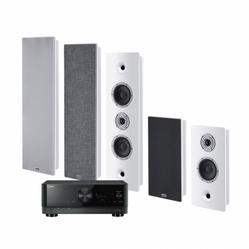 Yamaha RX-V6A & Heco Ambient 44F hjemmekinopakke 5.0 hvitt i gruppen Pakker / Hjemmekino - surroundsystemer hos Ljudfokus (SETA44FWPKT2)