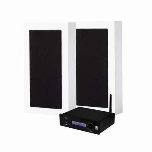System One A50BT & DLS Flatbox Midi hvite stereopakke i gruppen Pakker / HiFi - musikkanlegg hos Ljudfokus (SETA50BTPKT2)