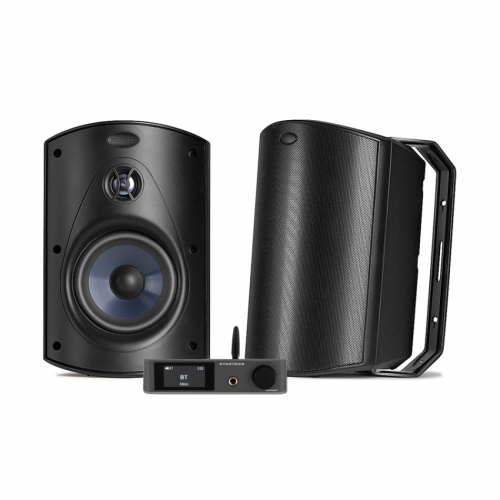 Dynavoice CA802BT & Polk Audio Atrium 6 svarte utendørshøyttalere stereopakke i gruppen Pakker / HiFi - musikkanlegg hos Ljudfokus (SETATRIUM6PKT1)