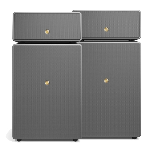 Audio Pro Drumfire II W, WiFi-høyttaler med Chromecast & AirPlay 2 grå, 2-PACK i gruppen Multiroom / Høyttalersystemer hos Ljudfokus (SETDRUMFIREIIWPKT3)