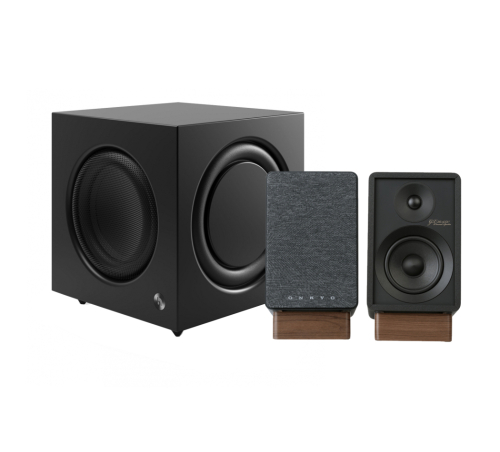 Onkyo GX-30ARC med Audio Pro SW-10 aktive stereohøyttalere 2.1, svart i gruppen Pakker / Aktive høyttalersystemer hos Ljudfokus (SETGX30ARCPKT1)