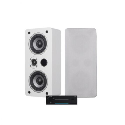 Arylic LA50 & Dynavoice Magic LCR-4 EX v3 Hvite Streamingpakke Stereo i gruppen Pakker / HiFi - musikkanlegg hos Ljudfokus (SETLA50PKT5)