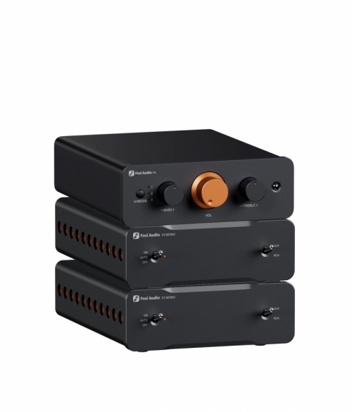 Fosi Audio P4 forforsterker med doble V3 Mono, kompakt stereokombo i gruppen Pakker / Elektronikkpakker - stereo hos Ljudfokus (SETP4PKT1)