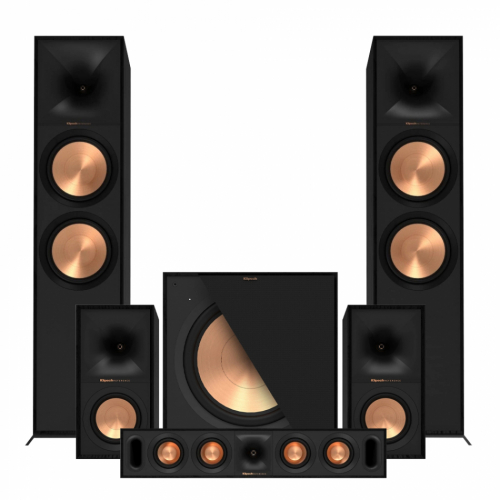 Klipsch Reference R-800F Høyttalerpakke Hjemmekino 5.1 Sort i gruppen Pakker / Høyttalere til film hos Ljudfokus (SETR800FPKT1)