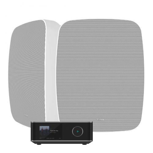 Wiim Amp Ultra & Klipsch RSM-800 hvite utendørshøyttalere stereopakke i gruppen Pakker / HiFi - musikkanlegg hos Ljudfokus (SETRSM800PKT2)