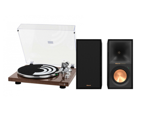 Dayton Audio TT-1BT Valnøtt & Klipsch Reference R-50PM platespillerpakke i gruppen Pakker / Aktive høyttalersystemer hos Ljudfokus (SETTT1BTPKT3)
