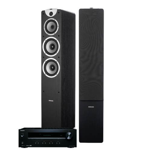 Onkyo TX-8220 & Dynavoice Magic F-7EX v3 svarte stereopakke i gruppen Pakker / HiFi - musikkanlegg hos Ljudfokus (SETTX8220PKT1)