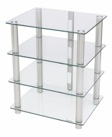 Norstone Epur 4, Hifi-rack med sølvramme og klart glass