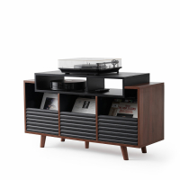 NorStone Oslo Vinyl 1200 mediabenk for platespiller & elektronikk, valnøtt/svart