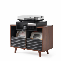 NorStone Oslo Vinyl 800 mediabenk for platespiller & elektronikk, valnøtt/svart
