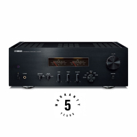 Yamaha A-S1200 stereoforsterker med VU-målere og vintage-design, svart