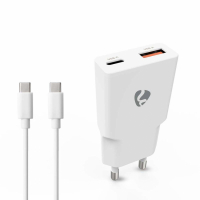 Nedis WCH-A20 GaN-vegglader 20 Watt inkl. USB-C-kabel, hvit