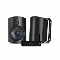 System One A50BT & Polk Audio Atrium 4 svarte utendørshøyttalere stereopakke