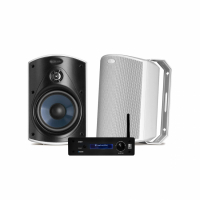 System One A50BT & Polk Audio Atrium 4 hvite utendørshøyttalere stereopakke
