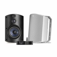 Dynavoice CA802BT & Polk Audio Atrium 6 hvite utendørshøyttalere stereopakke