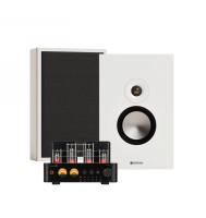 Dayton Audio HTA100 & Monitor Audio Bronze On-Wall 7G hvite stereopakke