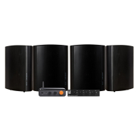 Fosi Audio BT20 Max med SC4B & 2 par DLS MB6i svarte utendørshøyttalere