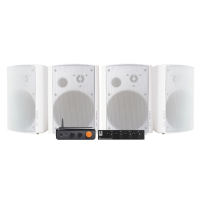 Fosi Audio BT20 Max med SC4B & 2 par DLS MB6i hvite utendørshøyttalere