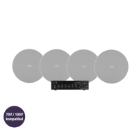 Dayton Audio DA40T med 4st Fonestar Sky-6T, kommersielt 100V-system