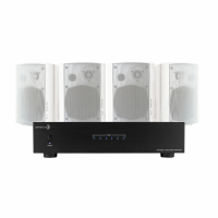 Dayton Audio MA1240a & 2 par DLS MB5i Hvite Utendørshøyttalere