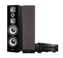 Yamaha R-N800A & Dynavoice Challenger M-105 EX v4 svarte stereopakke gulvhøyttalere