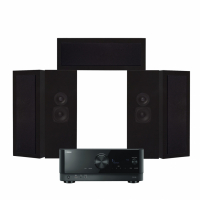 Yamaha RX-V4A & DLS Flatbox Slim Large hjemmekinopakke 5.0, matt svart