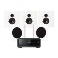 Yamaha RX-V6A & DLS Flatbox D-One hjemmekinopakke 5.0 pianohvit