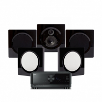Yamaha RX-V6A & DLS Flatbox D-One hjemmekinopakke 5.0, pianobrun