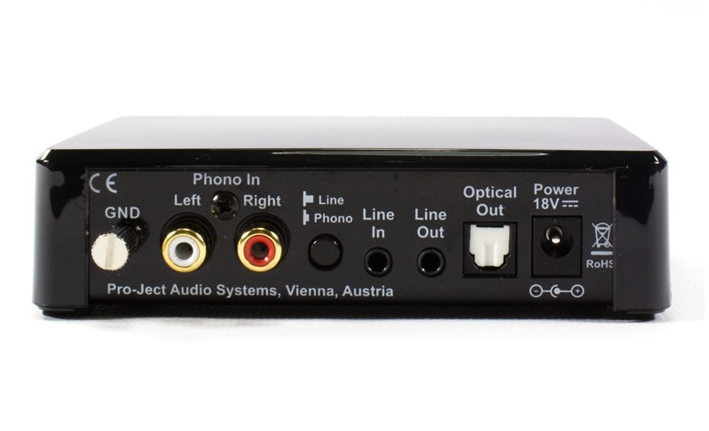 Pro-Ject Optical Box E Phono, RIAA-trinn med optisk utgang for platespiller, svart