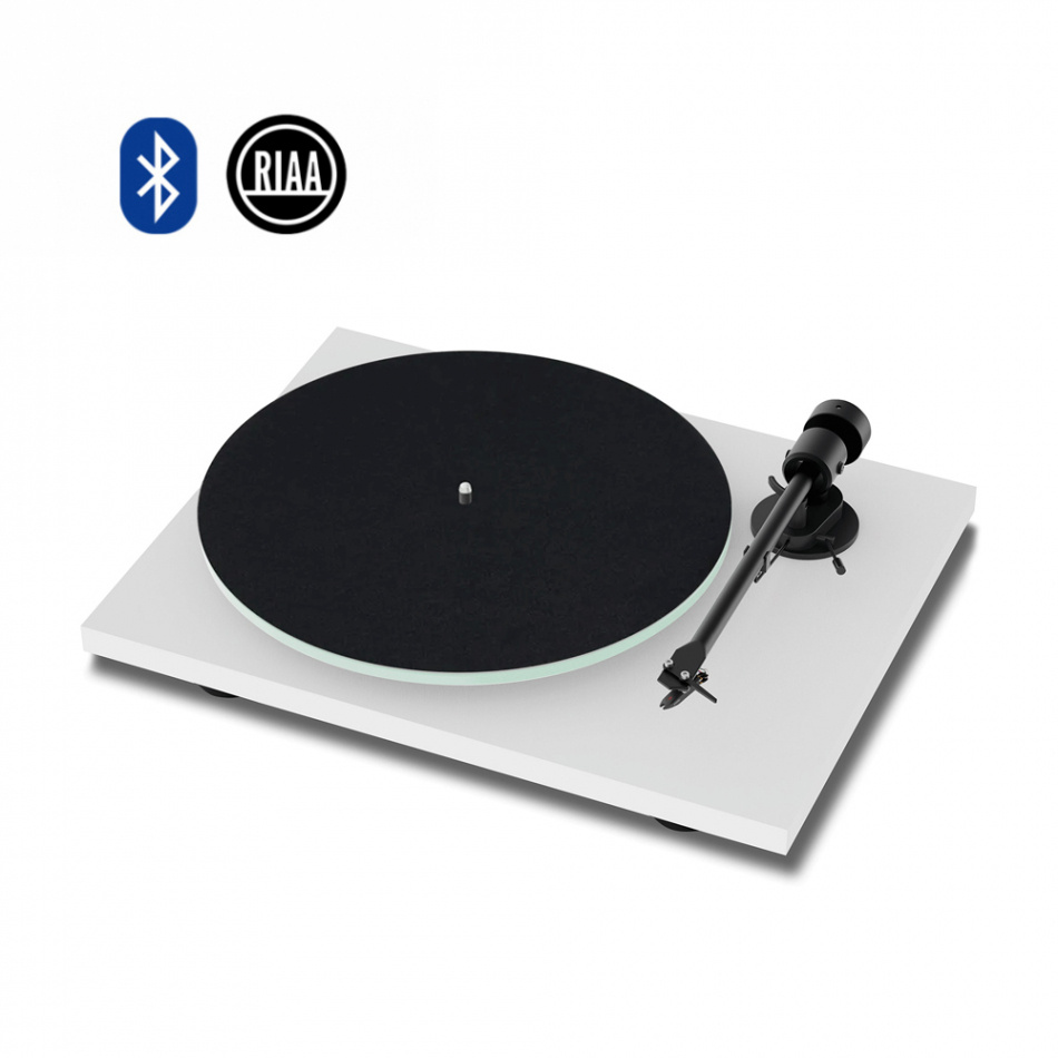 Pro-Ject T1 EVO Bluetooth platespiller med Ortofon OM10-pickup, matt hvit