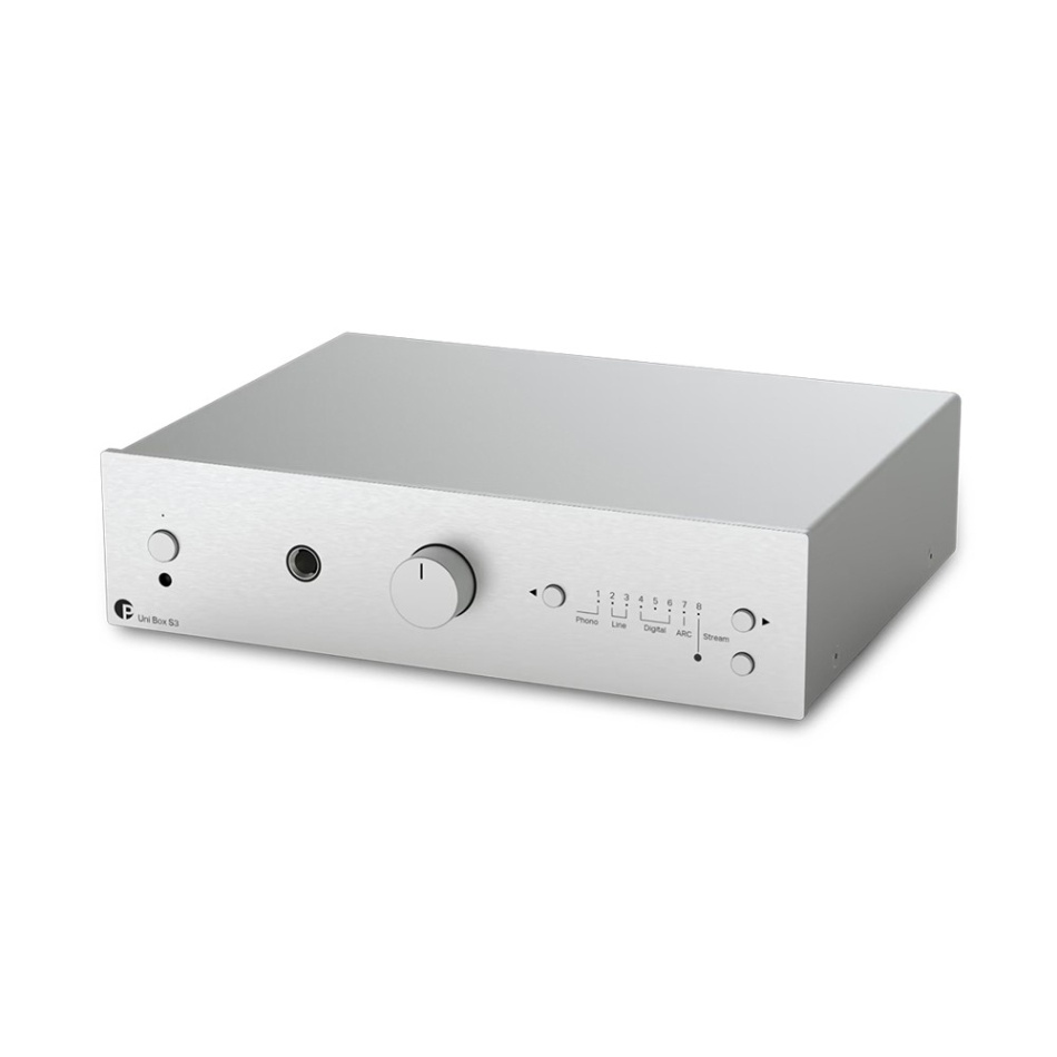 Pro-Ject Uni Box S3 strømmeforsterker med HDMI & RIAA, sølv