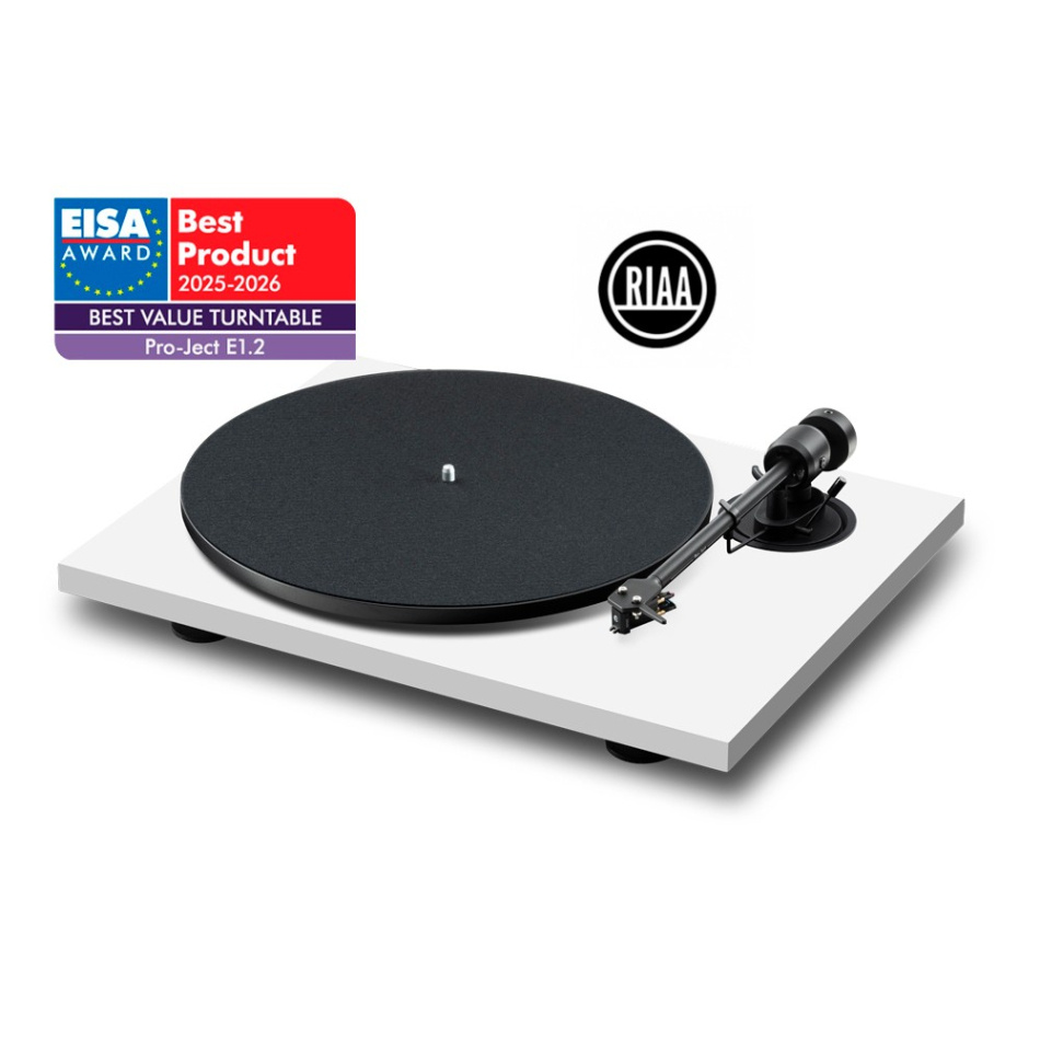 Pro-Ject E1.2 Phono platespiller med forhåndsmontert Pick It MM E-pickup, matt hvit